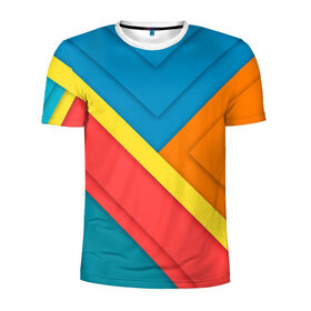 Мужская футболка 3D спортивная с принтом Линии в Петрозаводске, 100% полиэстер с улучшенными характеристиками | приталенный силуэт, круглая горловина, широкие плечи, сужается к линии бедра | линии | орнамент | прикольные картинки | узор | цвет