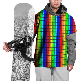 Накидка на куртку 3D с принтом Радуга (Полосы в мозайку) в Петрозаводске, 100% полиэстер |  | вертикальные | жёлтый | зелёный | красный | оранжевый | полосы | радуга | синий | фиолетовый