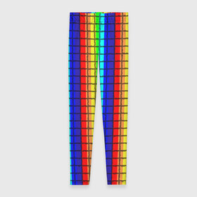 Леггинсы 3D с принтом Радуга (Полосы в мозайку) в Петрозаводске, 80% полиэстер, 20% эластан | Эластичный пояс, зауженные к низу, низкая посадка | вертикальные | жёлтый | зелёный | красный | оранжевый | полосы | радуга | синий | фиолетовый