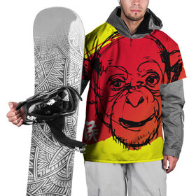 Накидка на куртку 3D с принтом Fire Monkey в Петрозаводске, 100% полиэстер |  | Тематика изображения на принте: мартышка | обезьяна | огненная