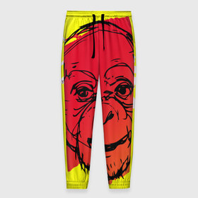 Мужские брюки 3D с принтом Fire Monkey в Петрозаводске, 100% полиэстер | манжеты по низу, эластичный пояс регулируется шнурком, по бокам два кармана без застежек, внутренняя часть кармана из мелкой сетки | мартышка | обезьяна | огненная