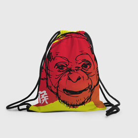 Рюкзак-мешок 3D с принтом Fire Monkey в Петрозаводске, 100% полиэстер | плотность ткани — 200 г/м2, размер — 35 х 45 см; лямки — толстые шнурки, застежка на шнуровке, без карманов и подкладки | мартышка | обезьяна | огненная