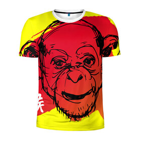 Мужская футболка 3D спортивная с принтом Fire Monkey в Петрозаводске, 100% полиэстер с улучшенными характеристиками | приталенный силуэт, круглая горловина, широкие плечи, сужается к линии бедра | Тематика изображения на принте: мартышка | обезьяна | огненная