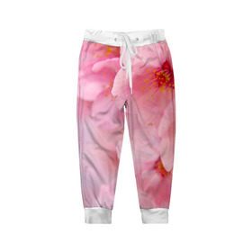 Детские брюки 3D с принтом Сакура в Петрозаводске, 100% полиэстер | манжеты по низу, эластичный пояс регулируется шнурком, по бокам два кармана без застежек, внутренняя часть кармана из мелкой сетки | весна | вишня | розовый | цветение | цветы | япония
