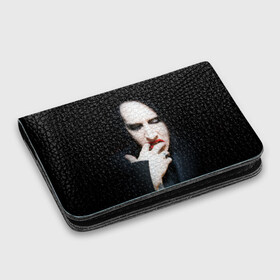 Картхолдер с принтом с принтом Marilyn Manson в Петрозаводске, натуральная матовая кожа | размер 7,3 х 10 см; кардхолдер имеет 4 кармана для карт; | звезда | знаменитость | музыка | мэрилин мэнсон | певец | рокер