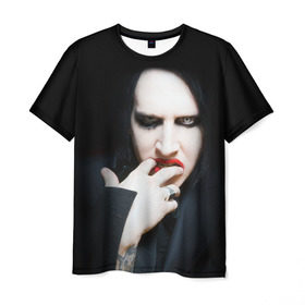 Мужская футболка 3D с принтом Marilyn Manson в Петрозаводске, 100% полиэфир | прямой крой, круглый вырез горловины, длина до линии бедер | звезда | знаменитость | музыка | мэрилин мэнсон | певец | рокер
