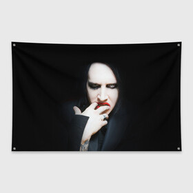 Флаг-баннер с принтом Marilyn Manson в Петрозаводске, 100% полиэстер | размер 67 х 109 см, плотность ткани — 95 г/м2; по краям флага есть четыре люверса для крепления | звезда | знаменитость | музыка | мэрилин мэнсон | певец | рокер