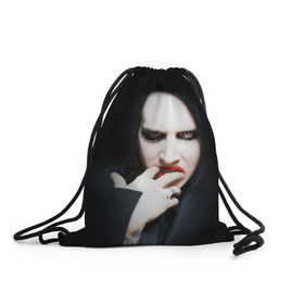 Рюкзак-мешок 3D с принтом Marilyn Manson в Петрозаводске, 100% полиэстер | плотность ткани — 200 г/м2, размер — 35 х 45 см; лямки — толстые шнурки, застежка на шнуровке, без карманов и подкладки | звезда | знаменитость | музыка | мэрилин мэнсон | певец | рокер