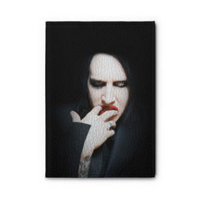 Обложка для автодокументов с принтом Marilyn Manson в Петрозаводске, натуральная кожа |  размер 19,9*13 см; внутри 4 больших “конверта” для документов и один маленький отдел — туда идеально встанут права | Тематика изображения на принте: звезда | знаменитость | музыка | мэрилин мэнсон | певец | рокер