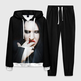 Мужской костюм 3D с принтом Marilyn Manson в Петрозаводске, 100% полиэстер | Манжеты и пояс оформлены тканевой резинкой, двухслойный капюшон со шнурком для регулировки, карманы спереди | звезда | знаменитость | музыка | мэрилин мэнсон | певец | рокер