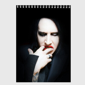 Скетчбук с принтом Marilyn Manson в Петрозаводске, 100% бумага
 | 48 листов, плотность листов — 100 г/м2, плотность картонной обложки — 250 г/м2. Листы скреплены сверху удобной пружинной спиралью | Тематика изображения на принте: звезда | знаменитость | музыка | мэрилин мэнсон | певец | рокер