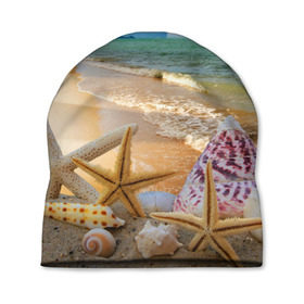 Шапка 3D с принтом Морской пляж 2 в Петрозаводске, 100% полиэстер | универсальный размер, печать по всей поверхности изделия | море | отдых | отпуск | пляж | ракушки | туризм