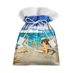 Подарочный 3D мешок с принтом Морской пляж 4 в Петрозаводске, 100% полиэстер | Размер: 29*39 см | Тематика изображения на принте: море | отдых | отпуск | пляж | ракушки | туризм