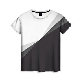 Женская футболка 3D с принтом Минимализм в Петрозаводске, 100% полиэфир ( синтетическое хлопкоподобное полотно) | прямой крой, круглый вырез горловины, длина до линии бедер | белый | геометрия | полосы | черный
