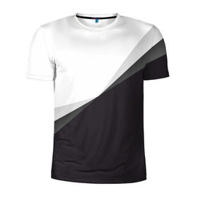 Мужская футболка 3D спортивная с принтом Минимализм в Петрозаводске, 100% полиэстер с улучшенными характеристиками | приталенный силуэт, круглая горловина, широкие плечи, сужается к линии бедра | белый | геометрия | полосы | черный