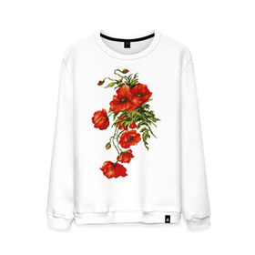 Мужской свитшот хлопок с принтом Маки в Петрозаводске, 100% хлопок |  | embroidery | flowers | poppies | red | wild | вышивка | красные | маки | полевые | цветы