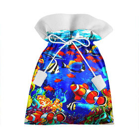 Подарочный 3D мешок с принтом Рыбки в Петрозаводске, 100% полиэстер | Размер: 29*39 см | Тематика изображения на принте: аквариум | вода | лето | море | риф | рыбки | тропики | фауна