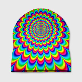 Шапка 3D с принтом Psychedelic в Петрозаводске, 100% полиэстер | универсальный размер, печать по всей поверхности изделия | Тематика изображения на принте: круги | радужный | разоцветный | яркий