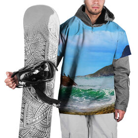 Накидка на куртку 3D с принтом Берег в Петрозаводске, 100% полиэстер |  | Тематика изображения на принте: 3д | лето | море | новая | океан