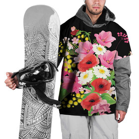 Накидка на куртку 3D с принтом Маки в Петрозаводске, 100% полиэстер |  | Тематика изображения на принте: flowers | букет | цветы