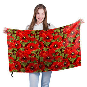 Флаг 3D с принтом Маки в Петрозаводске, 100% полиэстер | плотность ткани — 95 г/м2, размер — 67 х 109 см. Принт наносится с одной стороны | flowers | poppies | red | wild | красные | мак | маки | полевые | цветы