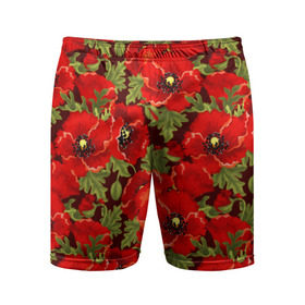 Мужские шорты 3D спортивные с принтом Маки в Петрозаводске,  |  | flowers | poppies | red | wild | красные | мак | маки | полевые | цветы