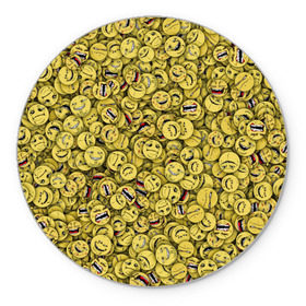 Коврик круглый с принтом Злобные смайлы в Петрозаводске, резина и полиэстер | круглая форма, изображение наносится на всю лицевую часть | peka | smile | yoba
