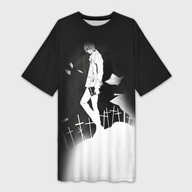 Платье-футболка 3D с принтом Тетрадь смерти 7 в Петрозаводске,  |  | death note | l | дэсу ното | кира | лайт | лайт ягами | рюк. миса | синигами | эл