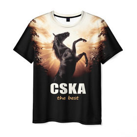 Мужская футболка 3D с принтом CSKA the best в Петрозаводске, 100% полиэфир | прямой крой, круглый вырез горловины, длина до линии бедер | bcjhj