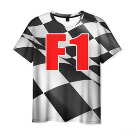Мужская футболка 3D с принтом Формула 1 в Петрозаводске, 100% полиэфир | прямой крой, круглый вырез горловины, длина до линии бедер | Тематика изображения на принте: f1 | formula 1 | авто | автогонки | автоспорт | спорткар | финиш