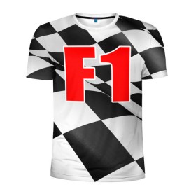 Мужская футболка 3D спортивная с принтом Формула 1 в Петрозаводске, 100% полиэстер с улучшенными характеристиками | приталенный силуэт, круглая горловина, широкие плечи, сужается к линии бедра | f1 | formula 1 | авто | автогонки | автоспорт | спорткар | финиш