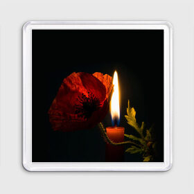 Магнит 55*55 с принтом Мак и свеча в Петрозаводске, Пластик | Размер: 65*65 мм; Размер печати: 55*55 мм | маки | свеча | цветы