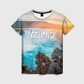 Женская футболка 3D с принтом Исландия. Водопад в Петрозаводске, 100% полиэфир ( синтетическое хлопкоподобное полотно) | прямой крой, круглый вырез горловины, длина до линии бедер | исландия