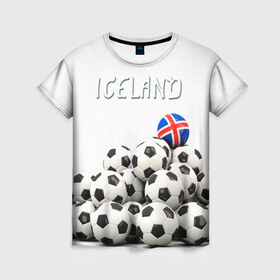 Женская футболка 3D с принтом Исландия в Петрозаводске, 100% полиэфир ( синтетическое хлопкоподобное полотно) | прямой крой, круглый вырез горловины, длина до линии бедер | euro 2016