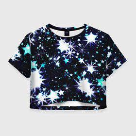 Женская футболка 3D укороченная с принтом Star в Петрозаводске, 100% полиэстер | круглая горловина, длина футболки до линии талии, рукава с отворотами | вселенная | галактика | звезды