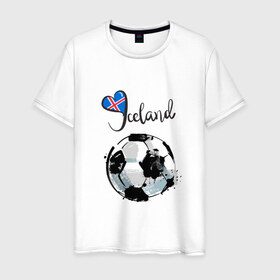 Мужская футболка хлопок с принтом Исландия. Футбол в Петрозаводске, 100% хлопок | прямой крой, круглый вырез горловины, длина до линии бедер, слегка спущенное плечо. | 
