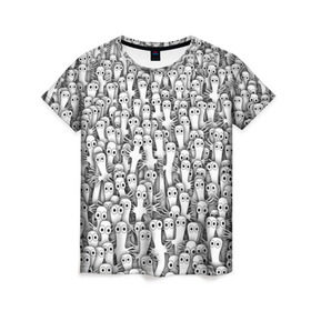 Женская футболка 3D с принтом Хатифнатты в Петрозаводске, 100% полиэфир ( синтетическое хлопкоподобное полотно) | прямой крой, круглый вырез горловины, длина до линии бедер | Тематика изображения на принте: moomintroll | мумми тролль