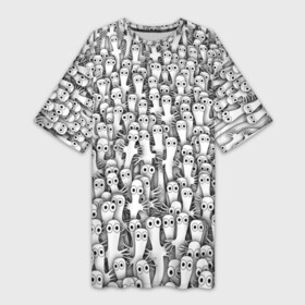 Платье-футболка 3D с принтом Хатифнатты в Петрозаводске,  |  | Тематика изображения на принте: moomintroll | мумми тролль