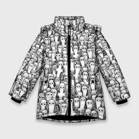 Зимняя куртка для девочек 3D с принтом Хатифнатты в Петрозаводске, ткань верха — 100% полиэстер; подклад — 100% полиэстер, утеплитель — 100% полиэстер. | длина ниже бедра, удлиненная спинка, воротник стойка и отстегивающийся капюшон. Есть боковые карманы с листочкой на кнопках, утяжки по низу изделия и внутренний карман на молнии. 

Предусмотрены светоотражающий принт на спинке, радужный светоотражающий элемент на пуллере молнии и на резинке для утяжки. | Тематика изображения на принте: moomintroll | мумми тролль