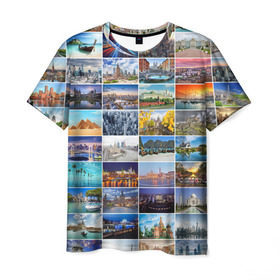 Мужская футболка 3D с принтом Страны мира (10х10) в Петрозаводске, 100% полиэфир | прямой крой, круглый вырез горловины, длина до линии бедер | Тематика изображения на принте: азия | берлин | вегас | венеция | воспоминания | города | достопримечательности | европа | египет | калифорния | каникулы | лондон | милан | москва | ностальгия | нью йорк | отдых | отпуск | память