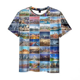 Мужская футболка 3D с принтом Туризм (10х10) в Петрозаводске, 100% полиэфир | прямой крой, круглый вырез горловины, длина до линии бедер | Тематика изображения на принте: азия | берлин | вегас | венеция | воспоминания | города | достопримечательности | европа | египет | калифорния | каникулы | лондон | милан | москва | ностальгия | нью йорк | отдых | отпуск | память
