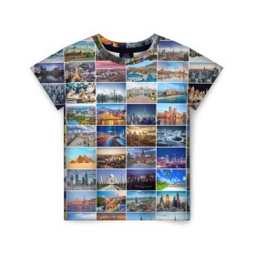 Детская футболка 3D с принтом Туризм (10х10) в Петрозаводске, 100% гипоаллергенный полиэфир | прямой крой, круглый вырез горловины, длина до линии бедер, чуть спущенное плечо, ткань немного тянется | азия | берлин | вегас | венеция | воспоминания | города | достопримечательности | европа | египет | калифорния | каникулы | лондон | милан | москва | ностальгия | нью йорк | отдых | отпуск | память