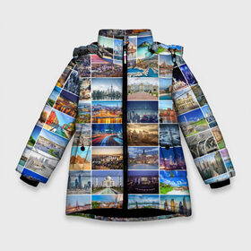 Зимняя куртка для девочек 3D с принтом Туризм (10х10) в Петрозаводске, ткань верха — 100% полиэстер; подклад — 100% полиэстер, утеплитель — 100% полиэстер. | длина ниже бедра, удлиненная спинка, воротник стойка и отстегивающийся капюшон. Есть боковые карманы с листочкой на кнопках, утяжки по низу изделия и внутренний карман на молнии. 

Предусмотрены светоотражающий принт на спинке, радужный светоотражающий элемент на пуллере молнии и на резинке для утяжки. | азия | берлин | вегас | венеция | воспоминания | города | достопримечательности | европа | египет | калифорния | каникулы | лондон | милан | москва | ностальгия | нью йорк | отдых | отпуск | память