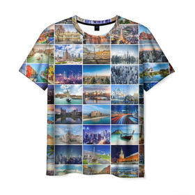 Мужская футболка 3D с принтом Страны мира (9х9) в Петрозаводске, 100% полиэфир | прямой крой, круглый вырез горловины, длина до линии бедер | азия | берлин | вегас | венеция | воспоминания | города | достопримечательности | европа | египет | калифорния | каникулы | лондон | милан | москва | ностальгия | нью йорк | отдых | отпуск | память