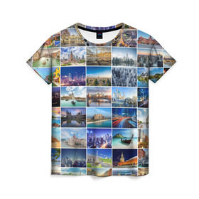 Женская футболка 3D с принтом Страны мира (9х9) в Петрозаводске, 100% полиэфир ( синтетическое хлопкоподобное полотно) | прямой крой, круглый вырез горловины, длина до линии бедер | азия | берлин | вегас | венеция | воспоминания | города | достопримечательности | европа | египет | калифорния | каникулы | лондон | милан | москва | ностальгия | нью йорк | отдых | отпуск | память