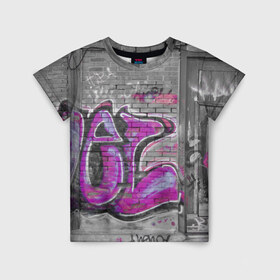 Детская футболка 3D с принтом Граффити в Петрозаводске, 100% гипоаллергенный полиэфир | прямой крой, круглый вырез горловины, длина до линии бедер, чуть спущенное плечо, ткань немного тянется | sity | urban | город | гранж