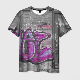 Мужская футболка 3D с принтом Граффити в Петрозаводске, 100% полиэфир | прямой крой, круглый вырез горловины, длина до линии бедер | sity | urban | город | гранж