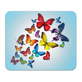 Коврик прямоугольный с принтом Butterflies в Петрозаводске, натуральный каучук | размер 230 х 185 мм; запечатка лицевой стороны | бабочки | белый | картинка | лето | природа | рисунок | розовый | цвета
