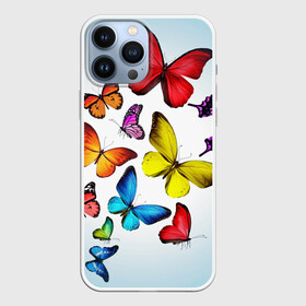 Чехол для iPhone 13 Pro Max с принтом Butterflies в Петрозаводске,  |  | бабочки | белый | картинка | лето | природа | рисунок | розовый | цвета