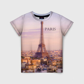 Детская футболка 3D с принтом Париж в Петрозаводске, 100% гипоаллергенный полиэфир | прямой крой, круглый вырез горловины, длина до линии бедер, чуть спущенное плечо, ткань немного тянется | Тематика изображения на принте: париж | франция